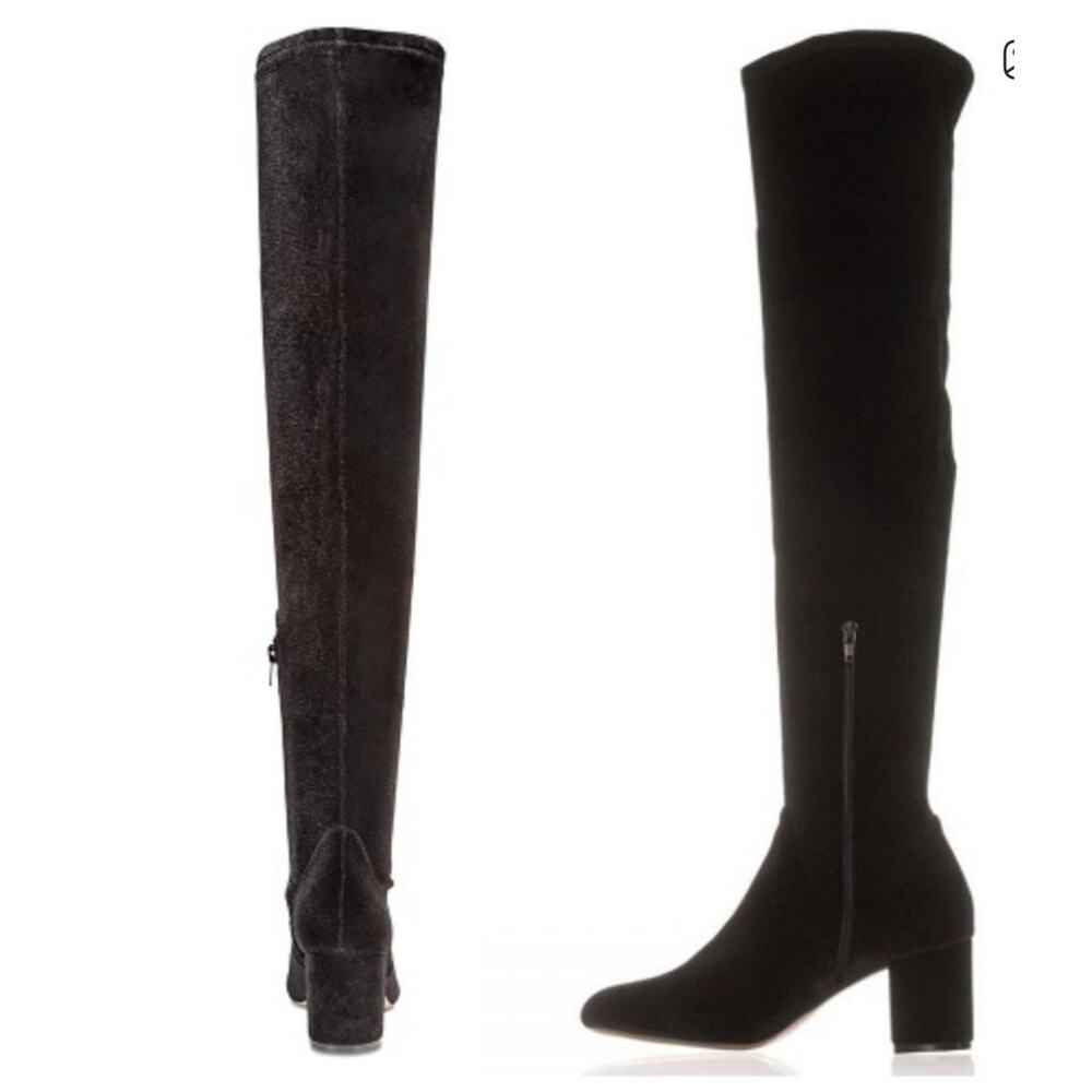INC Black Velvet Stretch Over The Knee Boots Size 9